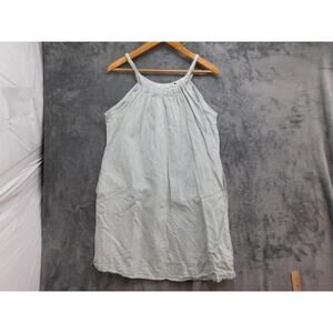 MALVIN Dress Womens L Green Knee Length High Neck Strappy Linen Sundress